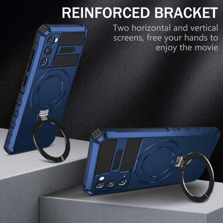 For Samsung Galaxy S20 FE MagSafe Magnetic Holder Phone Case(Blue) - Galaxy S20 FE Cases by PMC TechLife | Online Shopping South Africa | PMC TechLife