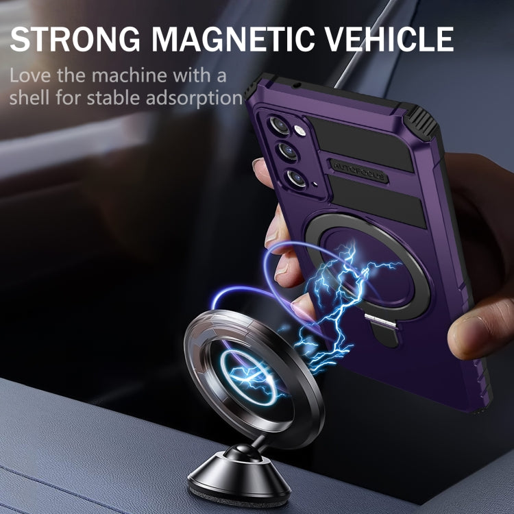 For Samsung Galaxy S20 FE MagSafe Magnetic Holder Phone Case(Purple) - Galaxy S20 FE Cases by PMC TechLife | Online Shopping South Africa | PMC TechLife