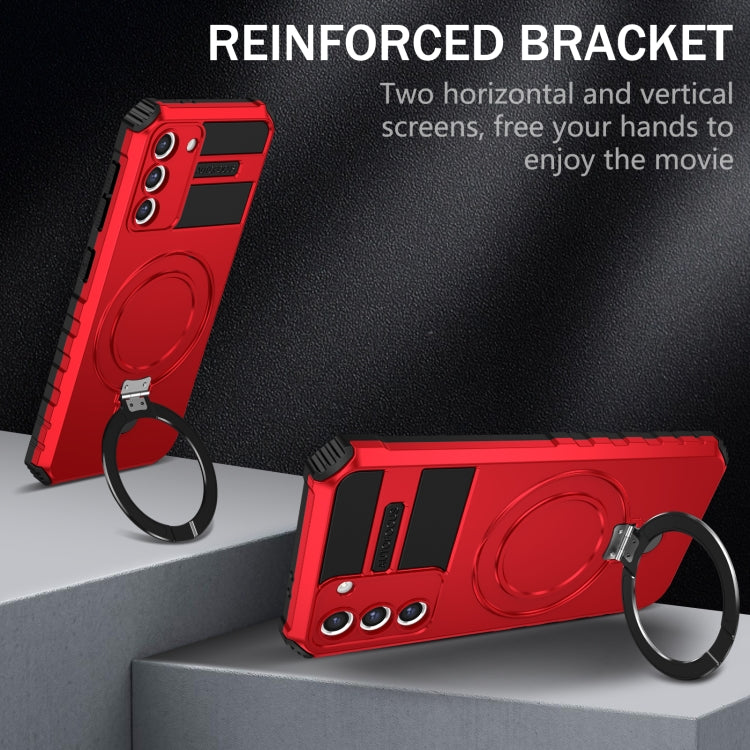 For Samsung Galaxy S21 5G MagSafe Magnetic Holder Phone Case(Red) - Galaxy S21 5G Cases by PMC TechLife | Online Shopping South Africa | PMC TechLife