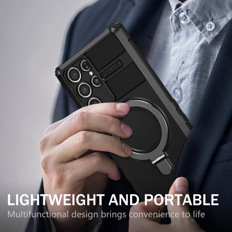 For Samsung Galaxy S22 Ultra 5G MagSafe Magnetic Holder Phone Case(Black) - Galaxy S22 Ultra 5G Cases by PMC TechLife | Online Shopping South Africa | PMC TechLife