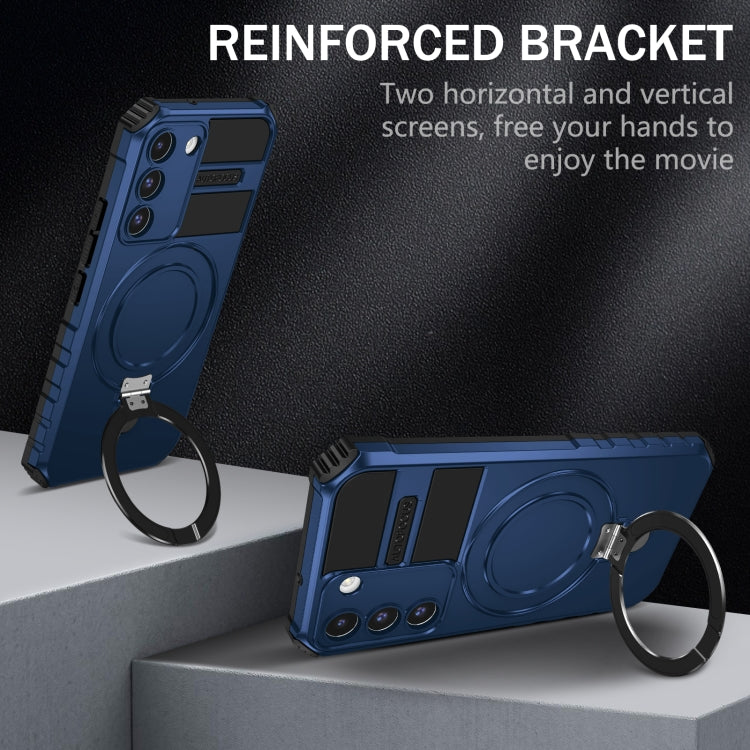 For Samsung Galaxy S22 5G MagSafe Magnetic Holder Phone Case(Blue) - Galaxy S22 5G Cases by PMC TechLife | Online Shopping South Africa | PMC TechLife