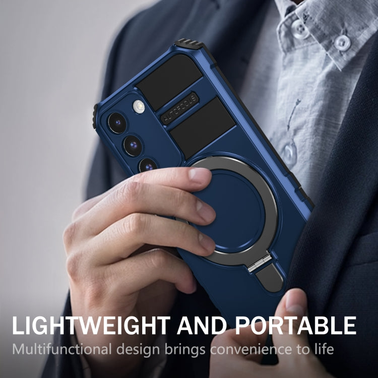 For Samsung Galaxy S22+ 5G MagSafe Magnetic Holder Phone Case(Blue) - Galaxy S22+ 5G Cases by PMC TechLife | Online Shopping South Africa | PMC TechLife | Buy Now Pay Later Mobicred