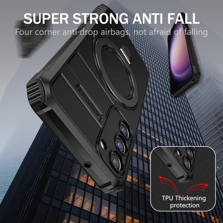 For Samsung Galaxy S23 5G MagSafe Magnetic Holder Phone Case(Black) - Galaxy S23 5G Cases by PMC TechLife | Online Shopping South Africa | PMC TechLife