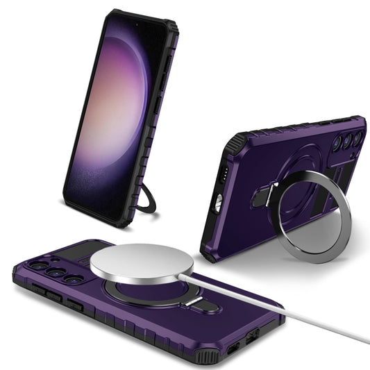 For Samsung Galaxy S23 5G MagSafe Magnetic Holder Phone Case(Purple) - Galaxy S23 5G Cases by PMC Jewellery | Online Shopping South Africa | PMC Jewellery