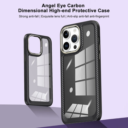 For iPhone 12 Pro Carbon Fiber Transparent Back Panel Phone Case(Black + Transparent) - iPhone 12 / 12 Pro Cases by PMC Jewellery | Online Shopping South Africa | PMC Jewellery