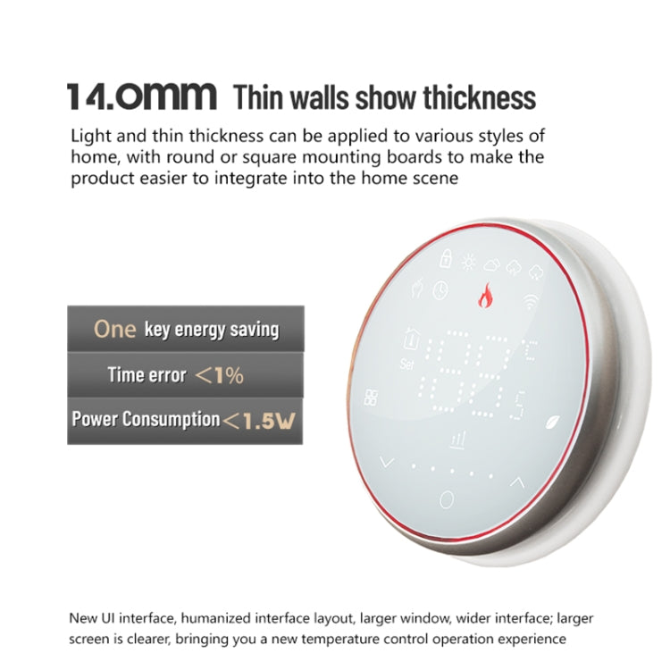 BHT-6001GALW 95-240V AC 5A Smart Round Thermostat Water Heating LED Thermostat With WiFi(Black) - Thermostat & Thermometer by PMC TechLife | Online Shopping South Africa | PMC TechLife