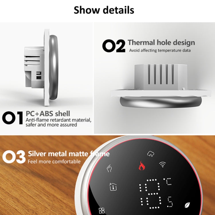 BHT-6001GALW 95-240V AC 5A Smart Round Thermostat Water Heating LED Thermostat With WiFi(Black) - Thermostat & Thermometer by PMC TechLife | Online Shopping South Africa | PMC TechLife