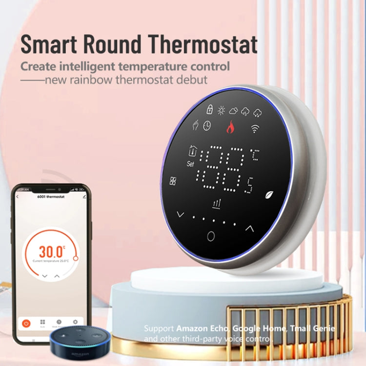 BHT-6001GALW 95-240V AC 5A Smart Round Thermostat Water Heating LED Thermostat With WiFi(Black) - Thermostat & Thermometer by PMC TechLife | Online Shopping South Africa | PMC TechLife