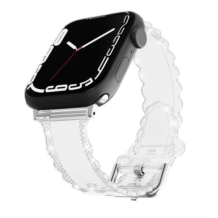 For Apple Watch SE 44mm Diamond Texture Lace Clear TPU Watch Band(Transparent) - Watch Bands by PMC TechLife | Online Shopping South Africa | PMC TechLife