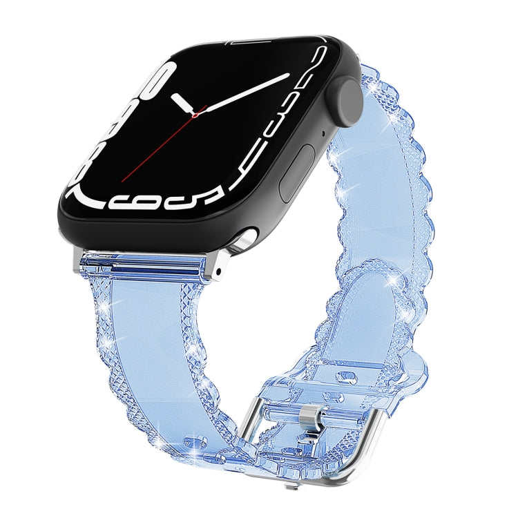 For Apple Watch 4 40mm Diamond Texture Lace Clear TPU Watch Band(Blue) - Watch Bands by PMC TechLife | Online Shopping South Africa | PMC TechLife