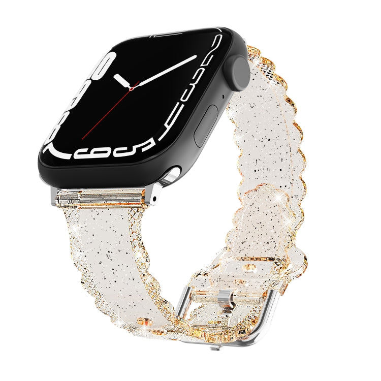 For Apple Watch 3 38mm Diamond Texture Lace Clear TPU Watch Band(Gold) - Watch Bands by PMC TechLife | Online Shopping South Africa | PMC TechLife