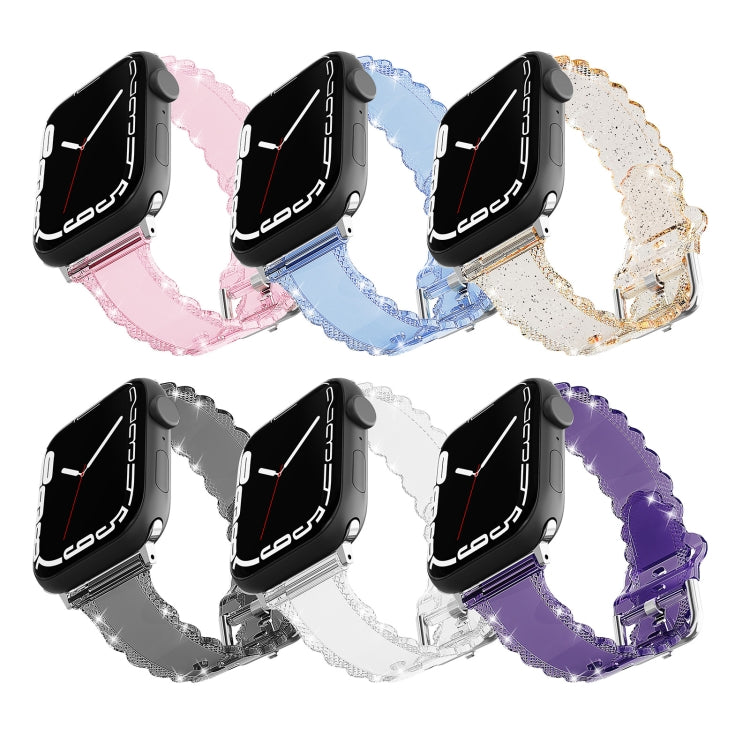 For Apple Watch 2 42mm Diamond Texture Lace Clear TPU Watch Band(Black) - Watch Bands by PMC TechLife | Online Shopping South Africa | PMC TechLife