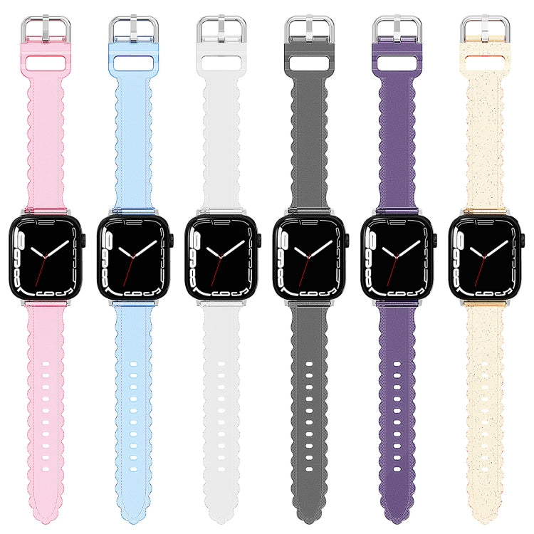 For Apple Watch 42mm Diamond Texture Lace Clear TPU Watch Band(Transparent) - Watch Bands by PMC TechLife | Online Shopping South Africa | PMC TechLife