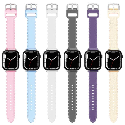 For Apple Watch 3 38mm Diamond Texture Lace Clear TPU Watch Band(Blue) - Watch Bands by PMC Jewellery | Online Shopping South Africa | PMC Jewellery