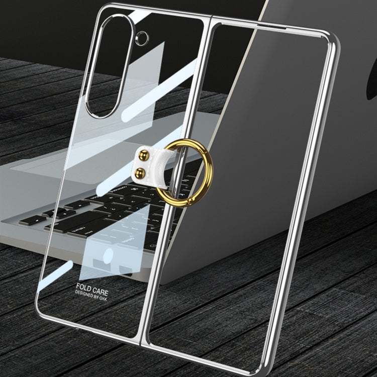 For Samsung Galaxy Z Fold5 GKK Electroplating Phone Case with Ring(Transparent) - Galaxy Z Fold5 Cases by GKK | Online Shopping South Africa | PMC Jewellery