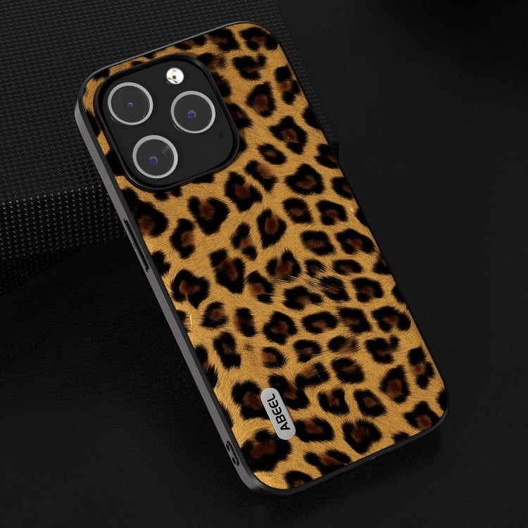 For iPhone 14 Pro ABEEL Black Edge Leopard Phone Case(Golden Leopard) - iPhone 14 Pro Cases by PMC Jewellery | Online Shopping South Africa | PMC Jewellery