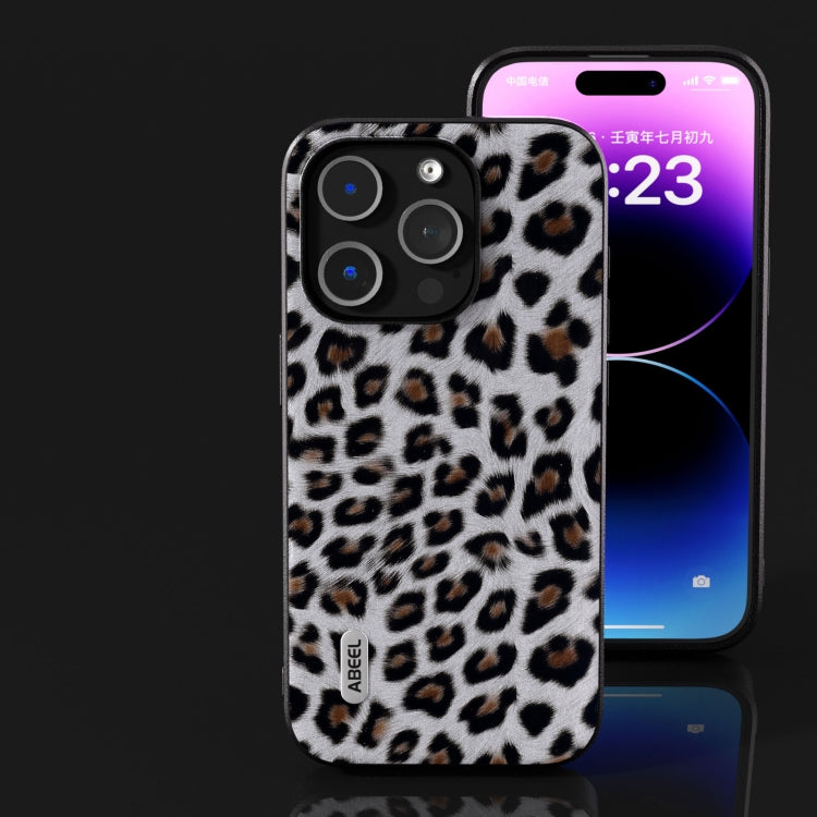 For iPhone 14 Pro Max ABEEL Black Edge Leopard Phone Case(Silver Leopard) - free shipping - PMC TechLife - Order now!