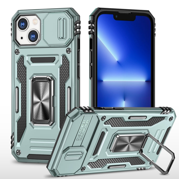 For iPhone 15 Armor PC + TPU Camera Shield Phone Case(Alpine Green) - iPhone 15 Cases by PMC Jewellery | Online Shopping South Africa | PMC Jewellery