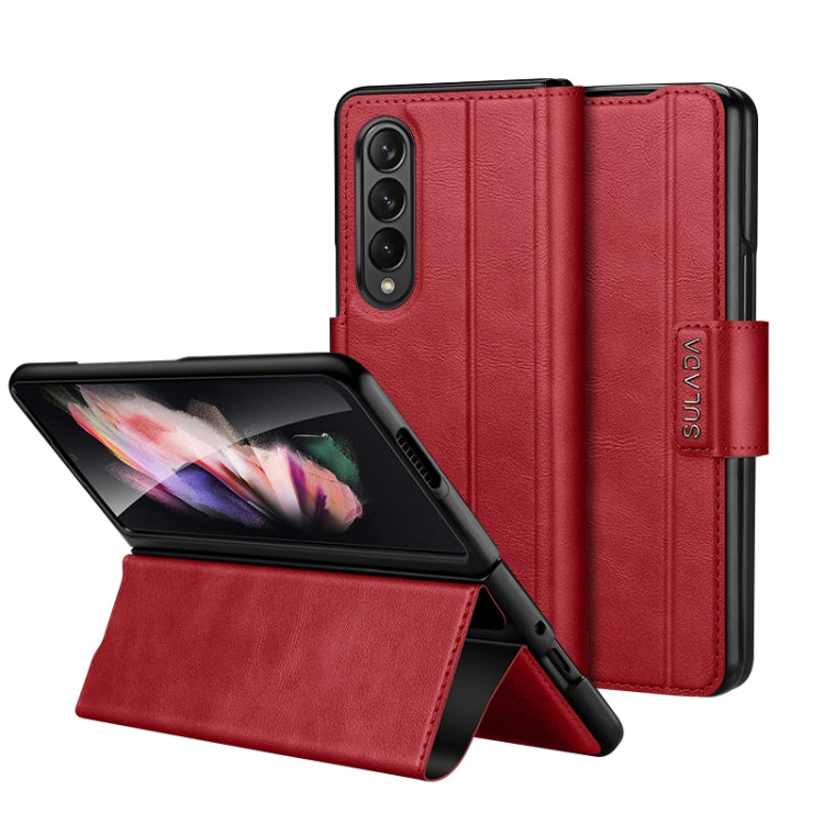 For Samsung Galaxy Z Fold2 / W21 SULADA All-inclusive Magnetic Snap Flip Leather Phone Case(Red) - Galaxy Phone Cases by SULADA | Online Shopping South Africa | PMC Jewellery