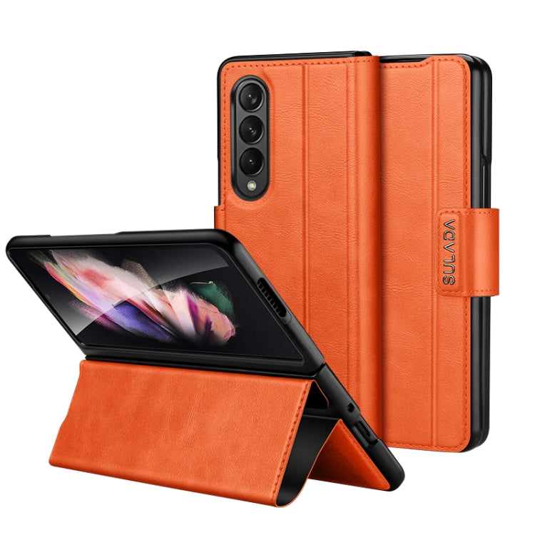 For Samsung Galaxy Z Fold2 / W21 SULADA All-inclusive Magnetic Snap Flip Leather Phone Case(Orange) - Galaxy Phone Cases by SULADA | Online Shopping South Africa | PMC Jewellery