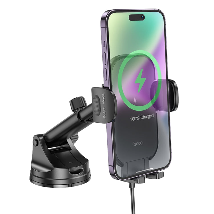 hoco HW5 Journey Wireless Fast Charging Center Console Car Holder(Black) - Wireless Charger Holders by hoco | Online Shopping South Africa | PMC Jewellery