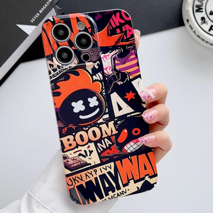 For iPhone 14 Pro Painted Pattern Precise Hole PC Phone Case(Orange Comics) - iPhone 14 Pro Cases by PMC Jewellery | Online Shopping South Africa | PMC Jewellery