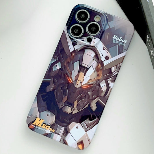 For iPhone 14 Pro Max Painted Pattern Precise Hole PC Phone Case(Grey Robot) - iPhone 14 Pro Max Cases by PMC Jewellery | Online Shopping South Africa | PMC Jewellery