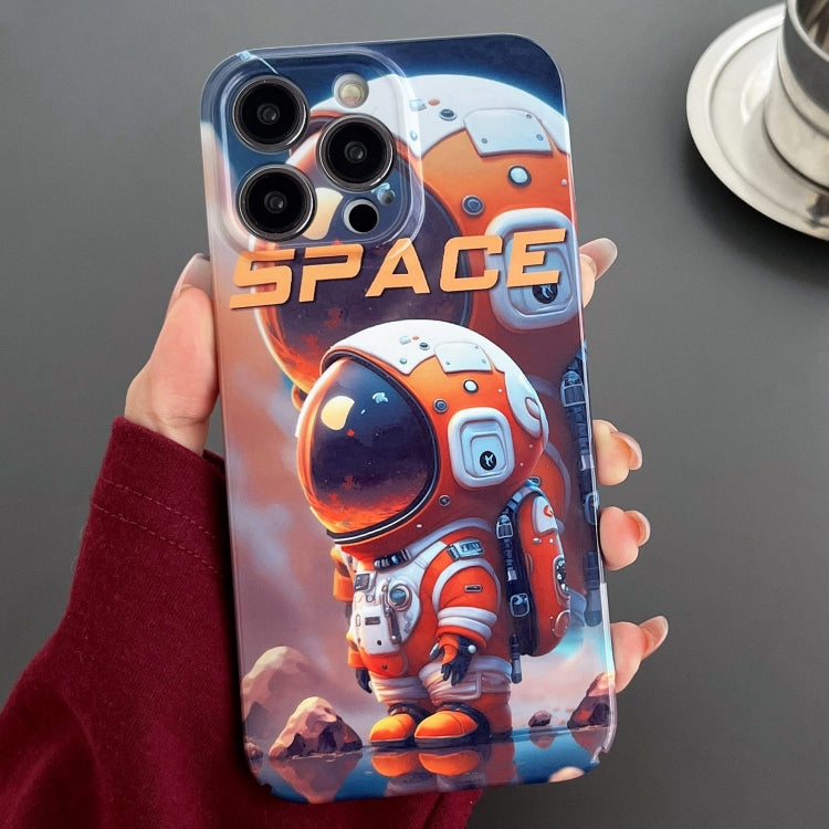 For iPhone 13 Pro Max Painted Pattern Precise Hole PC Phone Case(Orange Astronaut) - iPhone 13 Pro Max Cases by PMC TechLife | Online Shopping South Africa | PMC TechLife