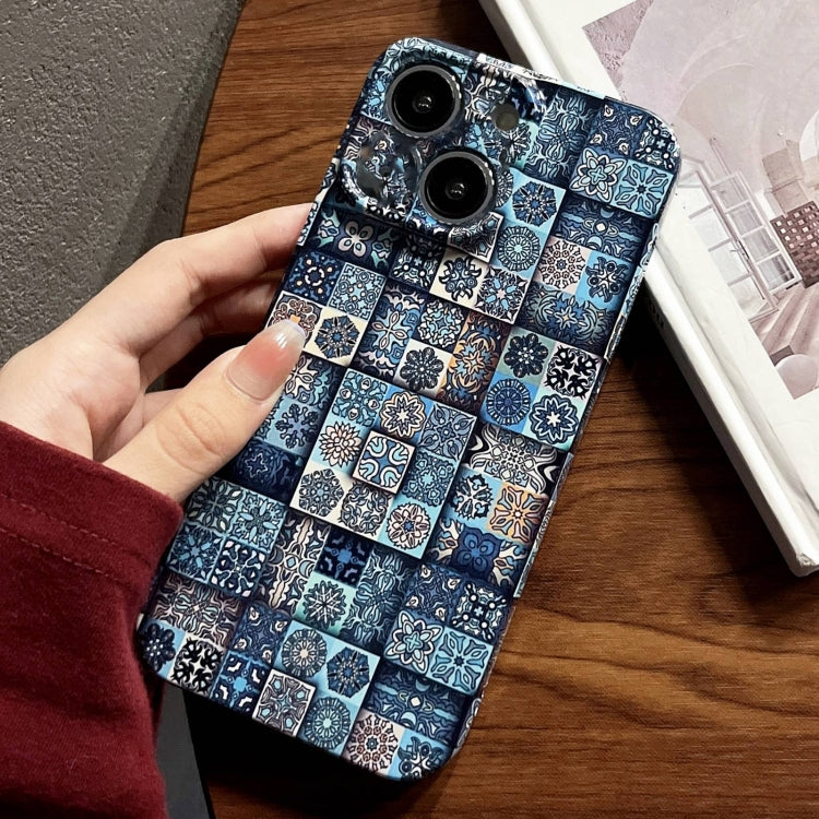 For iPhone 13 Painted Pattern Precise Hole PC Phone Case(Green Plaid) - iPhone 13 Cases by PMC TechLife | Online Shopping South Africa | PMC TechLife
