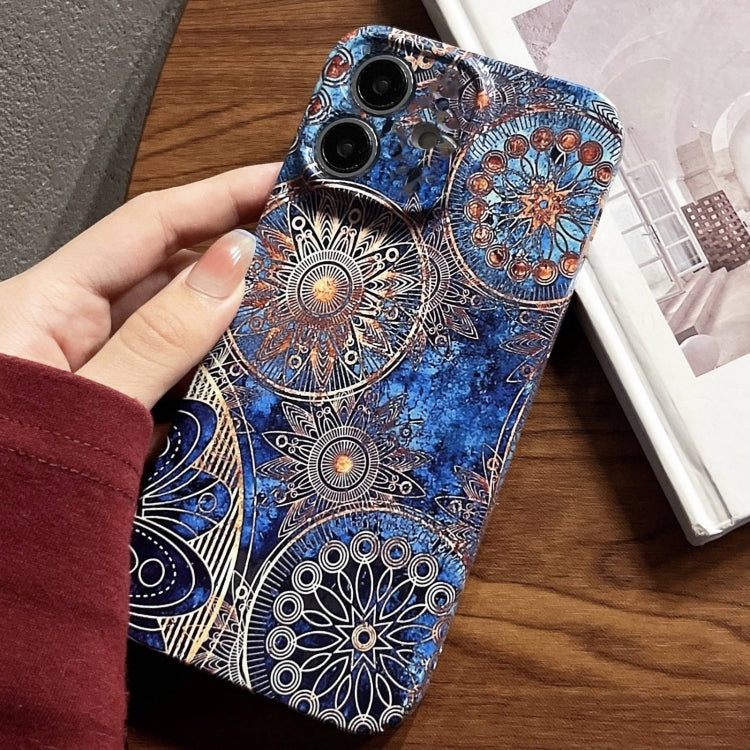 For iPhone 12 Painted Pattern Precise Hole PC Phone Case(Abstract Flower) - iPhone 12 / 12 Pro Cases by PMC TechLife | Online Shopping South Africa | PMC TechLife