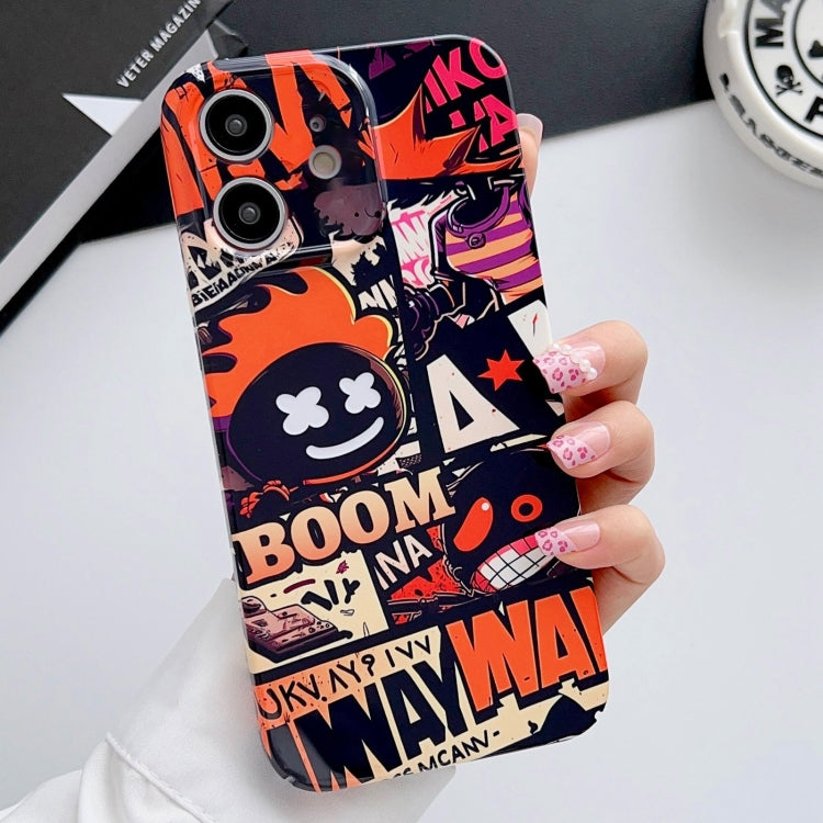 For iPhone 12 Painted Pattern Precise Hole PC Phone Case(Orange Comics) - iPhone 12 / 12 Pro Cases by PMC TechLife | Online Shopping South Africa | PMC TechLife