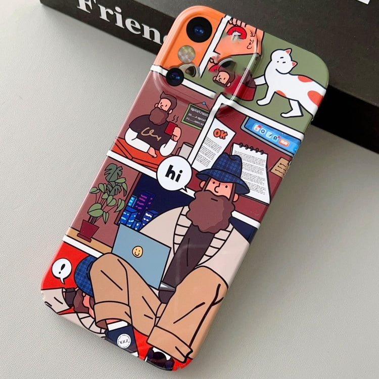For iPhone X / XS Painted Pattern Precise Hole PC Phone Case(Holiday Uncle) - More iPhone Cases by PMC TechLife | Online Shopping South Africa | PMC TechLife