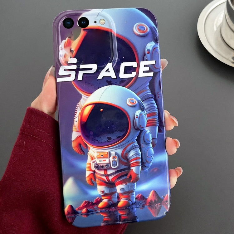 For iPhone 8 Plus / 7 Plus Painted Pattern Precise Hole PC Phone Case(Orange White Astronaut) - More iPhone Cases by PMC TechLife | Online Shopping South Africa | PMC TechLife