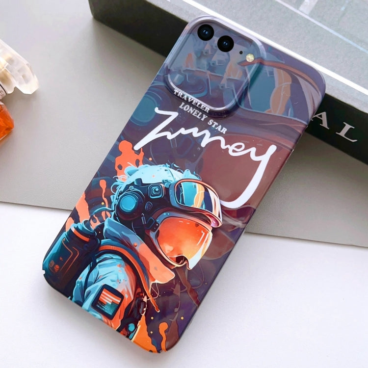 For iPhone 8 Plus / 7 Plus Painted Pattern Precise Hole PC Phone Case(Orange Paint Astronaut) - More iPhone Cases by PMC TechLife | Online Shopping South Africa | PMC TechLife