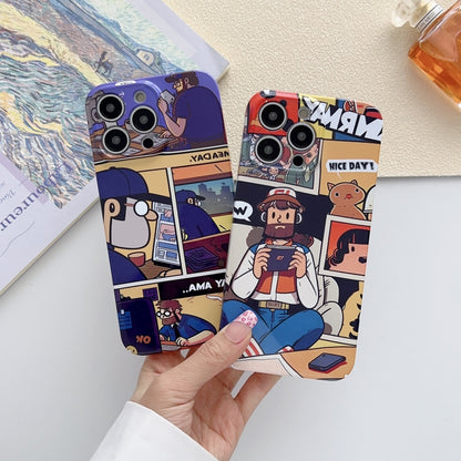 For iPhone 12 Pro Max Painted Pattern Precise Hole PC Phone Case(Orange Robot) - iPhone 12 Pro Max Cases by PMC Jewellery | Online Shopping South Africa | PMC Jewellery