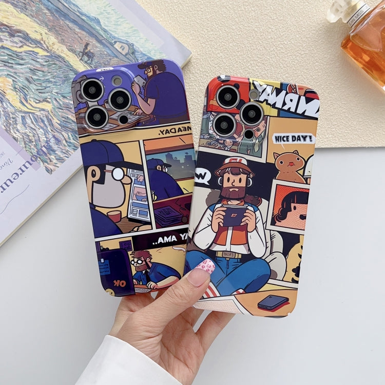 For iPhone 12 Painted Pattern Precise Hole PC Phone Case(Orange White Astronaut) - iPhone 12 / 12 Pro Cases by PMC TechLife | Online Shopping South Africa | PMC TechLife
