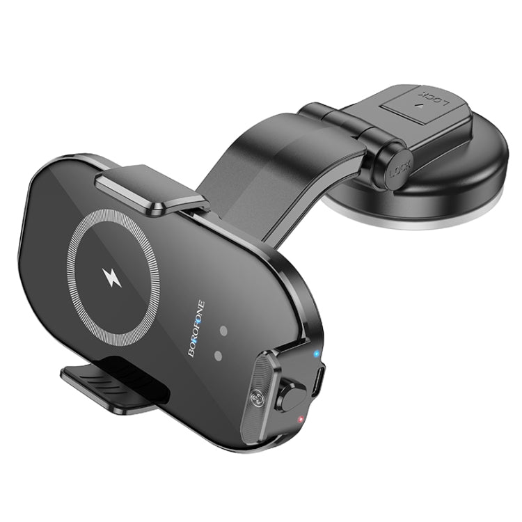 Borofone BH206 Rusher Infrared Wireless Fast Charging Center Console Car Holder(Black) - Wireless Charger Holders by Borofone | Online Shopping South Africa | PMC Jewellery