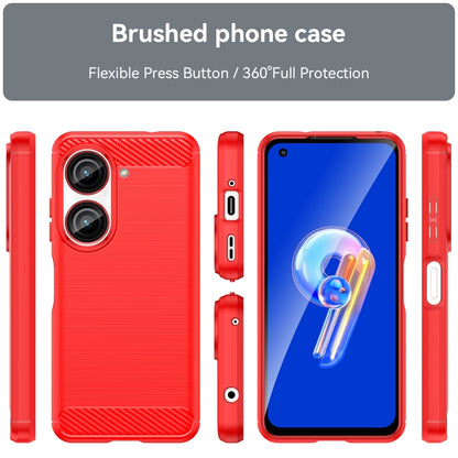 For Asus Zenfone 10 Brushed Texture Carbon Fiber TPU Case(Red) - ASUS Cases by PMC Jewellery | Online Shopping South Africa | PMC Jewellery