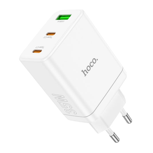 hoco N33 Start PD35W Dual Type-C + USB 3-port Charger, EU Plug(White) - USB Charger by hoco | Online Shopping South Africa | PMC Jewellery