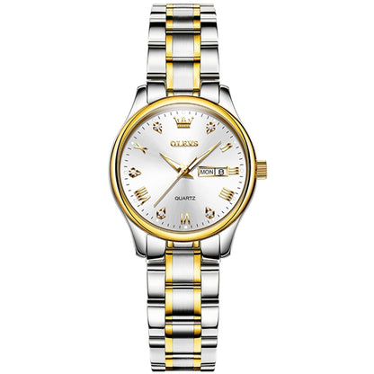 OLEVS 5563 Women Luminous Waterproof Quartz Watch(White + Gold) - Metal Strap Watches by OLEVS | Online Shopping South Africa | PMC Jewellery