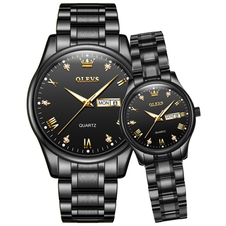 1pair OLEVS 5563 Couple Luminous Waterproof Quartz Watch(Black) - Couple Watches by OLEVS | Online Shopping South Africa | PMC Jewellery | Buy Now Pay Later Mobicred