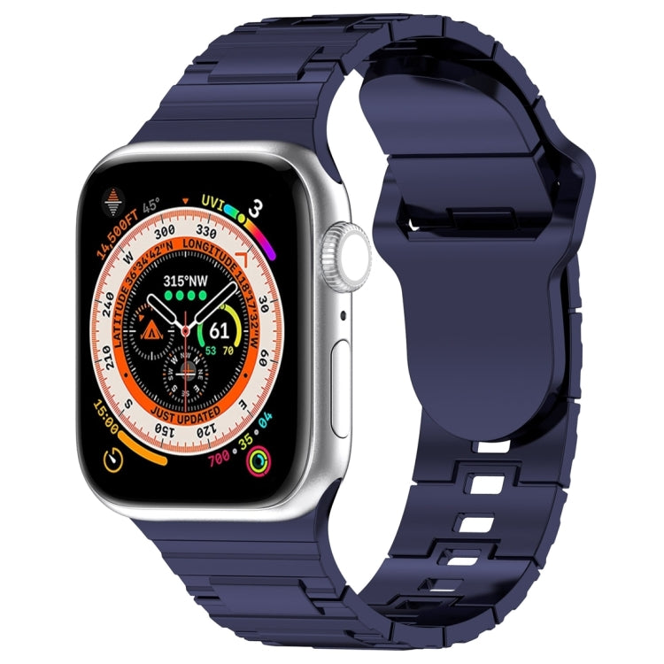 For Apple Watch SE 2023 44mm Square Buckle Armor Style Silicone Watch Band(Plating Blue) - Watch Bands by PMC TechLife | Online Shopping South Africa | PMC TechLife