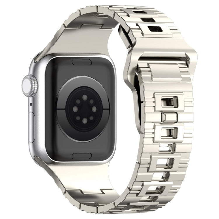 For Apple Watch 9 41mm Square Buckle Armor Style Silicone Watch Band(Plating Silver) - Watch Bands by PMC TechLife | Online Shopping South Africa | PMC TechLife