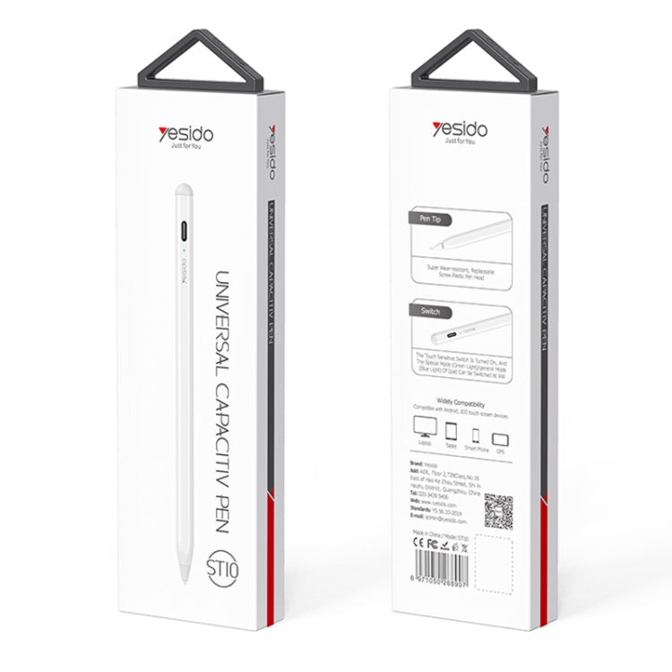 Yesido ST10 Dual Mode Active Magnetic Capacitive Stylus(White) - Stylus Pen by Yesido | Online Shopping South Africa | PMC TechLife | Buy Now Pay Later Mobicred