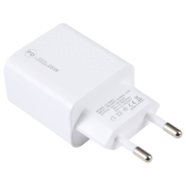 LZ-105PD 25W USB-C / Type-C Ports Dot Pattern Travel Charger, EU Plug(White) - USB Charger by PMC TechLife | Online Shopping South Africa | PMC TechLife | Buy Now Pay Later Mobicred