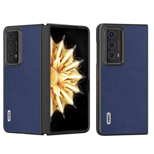 For Honor Magic V2 ABEEL Black Edge Genuine Leather Mino Phone Case(Royal Blue) - Honor Cases by PMC Jewellery | Online Shopping South Africa | PMC Jewellery