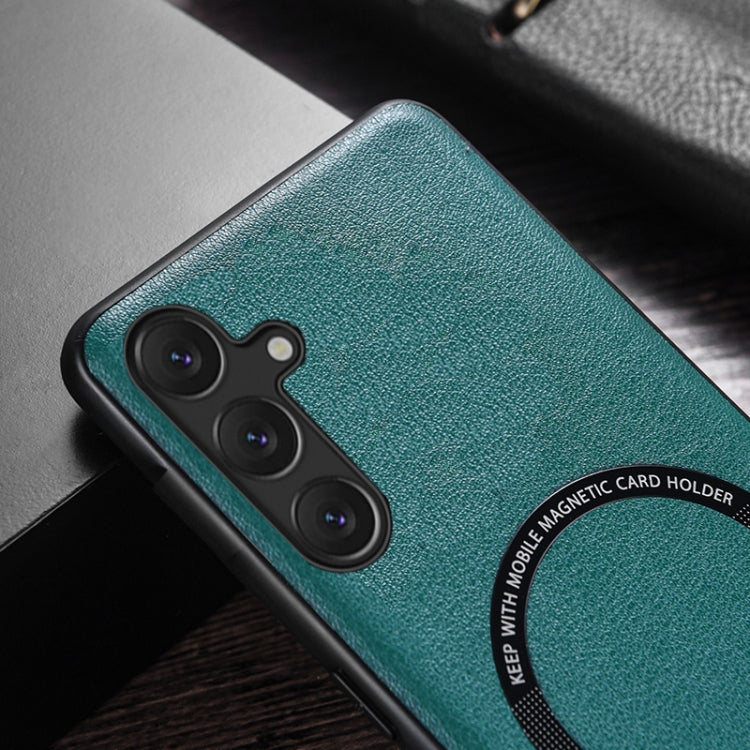 For Samsung Galaxy A35 MagSafe Magnetic PU Phone Case(Green) - Galaxy Phone Cases by PMC TechLife | Online Shopping South Africa | PMC TechLife