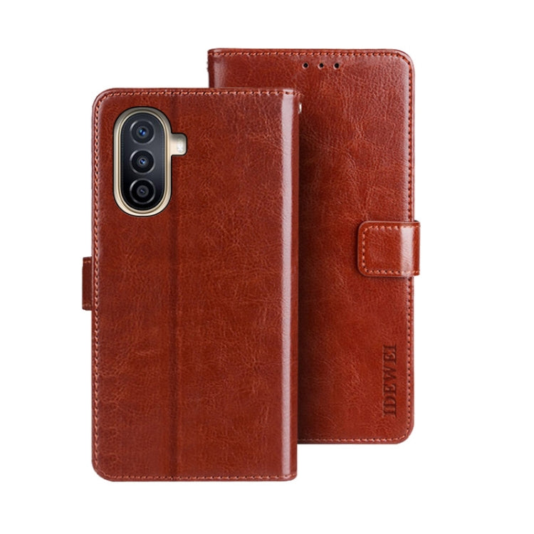 For Huawei nova Y71 idewei Crazy Horse Texture Leather Phone Case with Holder(Brown) - Huawei Cases by idewei | Online Shopping South Africa | PMC Jewellery | Buy Now Pay Later Mobicred