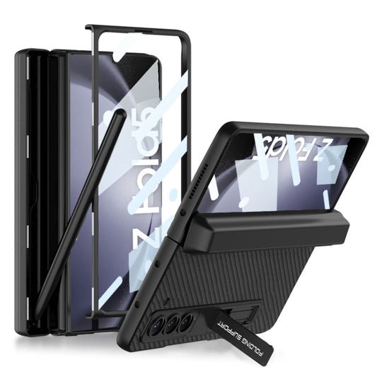 For Samsung Galaxy Z Fold5 GKK Magnetic Flip Plain Leather Phone Case with Pen Box(Carbon Fiber) - Galaxy Z Fold5 Cases by GKK | Online Shopping South Africa | PMC Jewellery