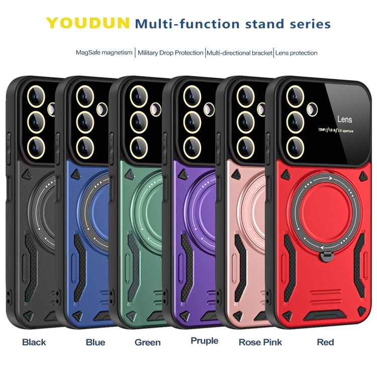 For Samsung Galaxy A14 5G Large Window MagSafe Holder Phone Case(Green) - Galaxy Phone Cases by PMC TechLife | Online Shopping South Africa | PMC TechLife